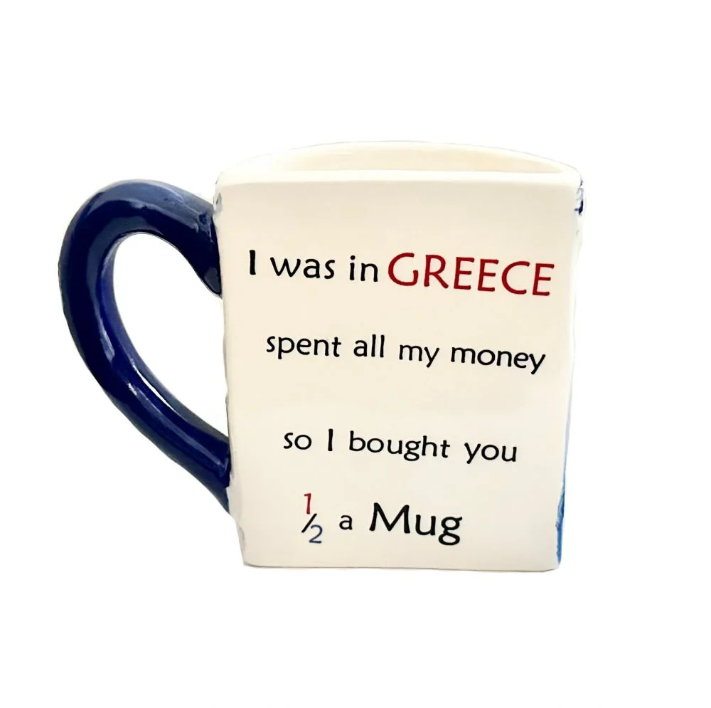 Novelty Ceramic Coffee Cup - Santorini - 1/2 Mug - 1 pc - Image 3