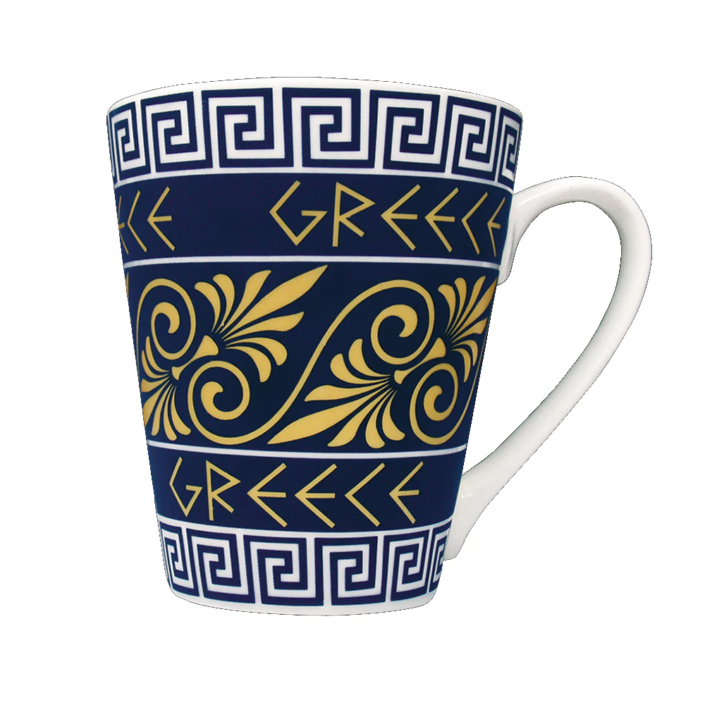 Tall Porcelain Coffee/Tea Cup - Greece - Blue - 1 Cup