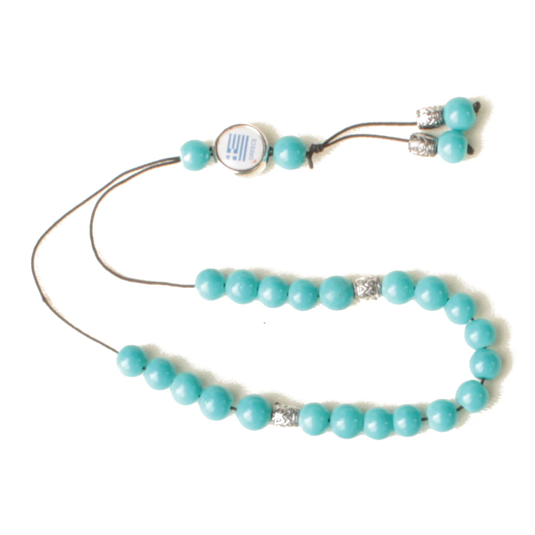 Worry Beads - Classic - Greek Flag Charm - Turquoise - 1 pc.