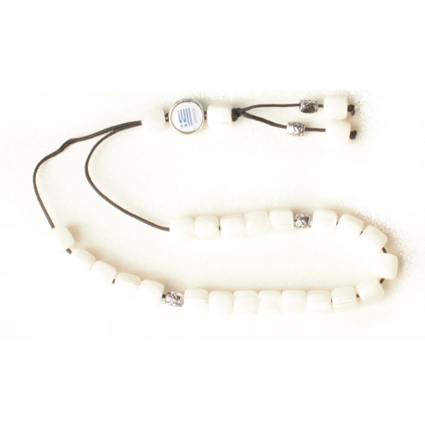 Worry Beads - Classic - Greek Flag Charm - White - 1 pc.