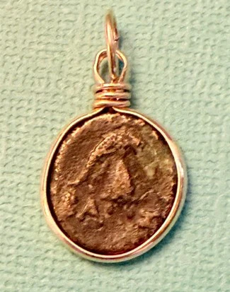 Greek Bronze Coin Pendant - Macedon Shield - 1 pc - Image 2