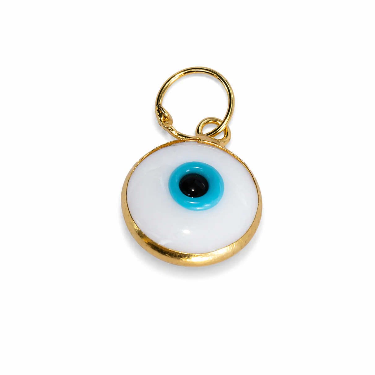 Eye Charm, 0.31'' (8mm), White with Gold - 1 pc