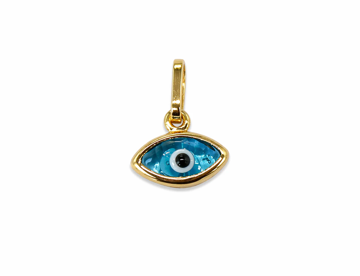 Gold Plated Transparent Turquoise Evil Eye Pendant