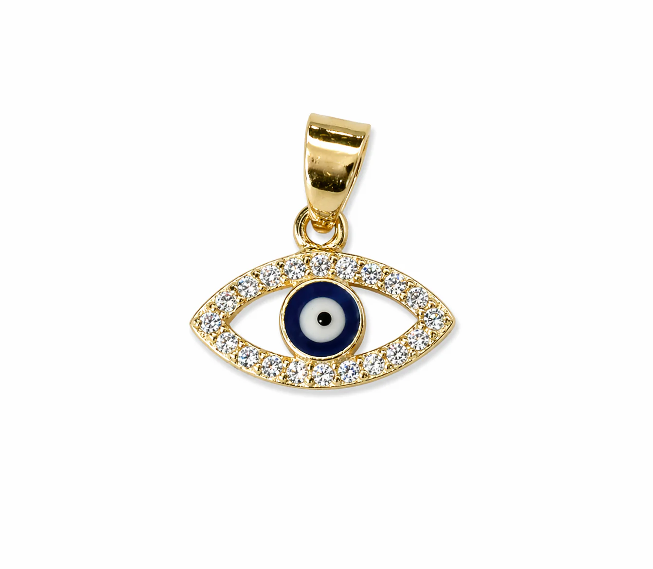 Gold Plated Evil Eye Pendant with Zirconium Crystals