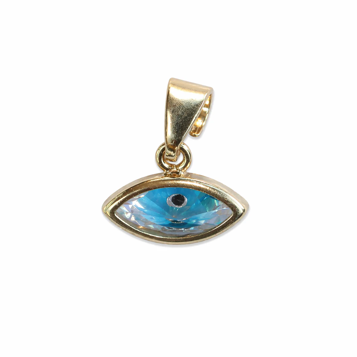 Gold Plated Evil Eye Pendant with Zirconium Crystal