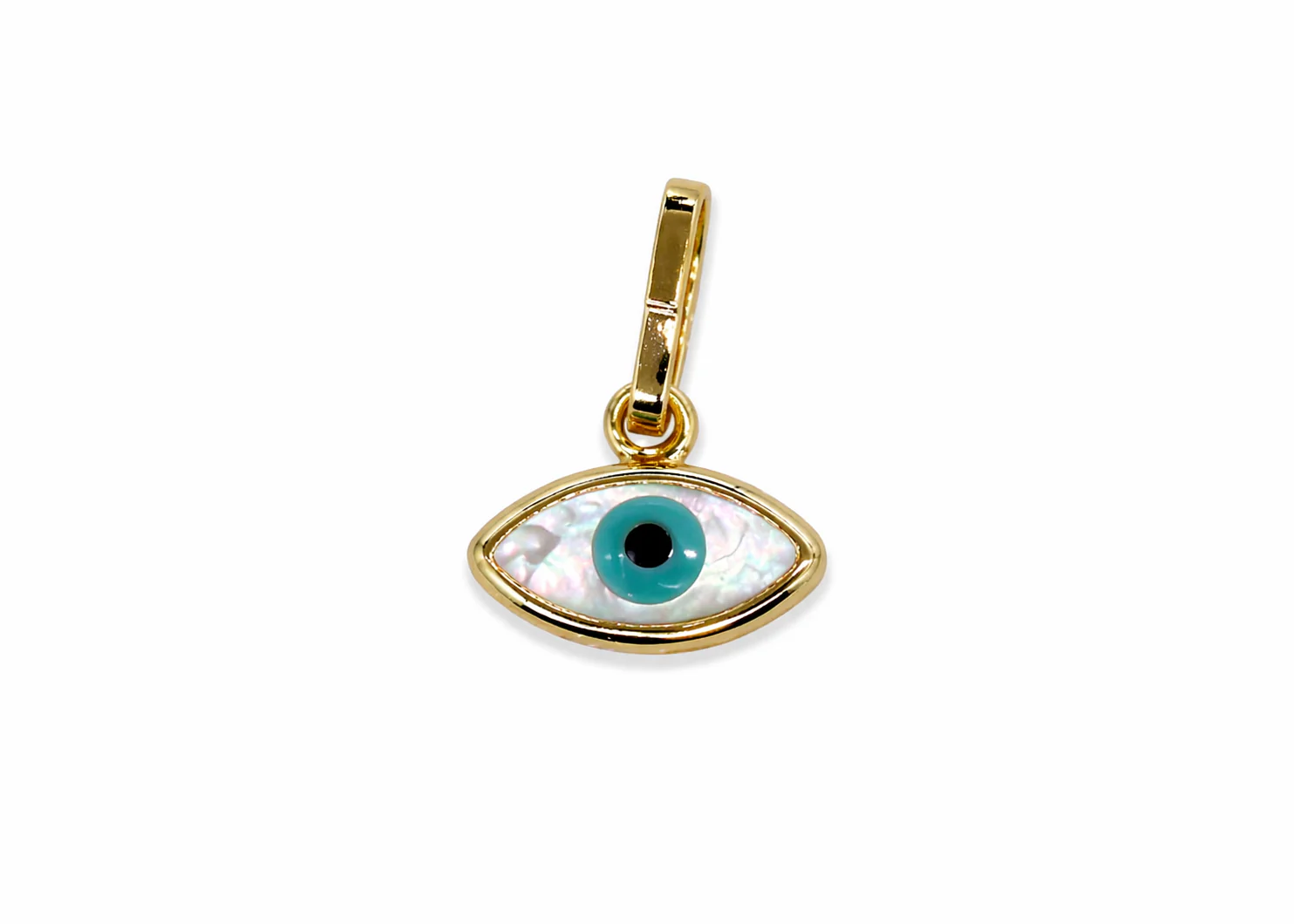 Gold Plated Transparent Turquoise & White Evil Eye Pendant
