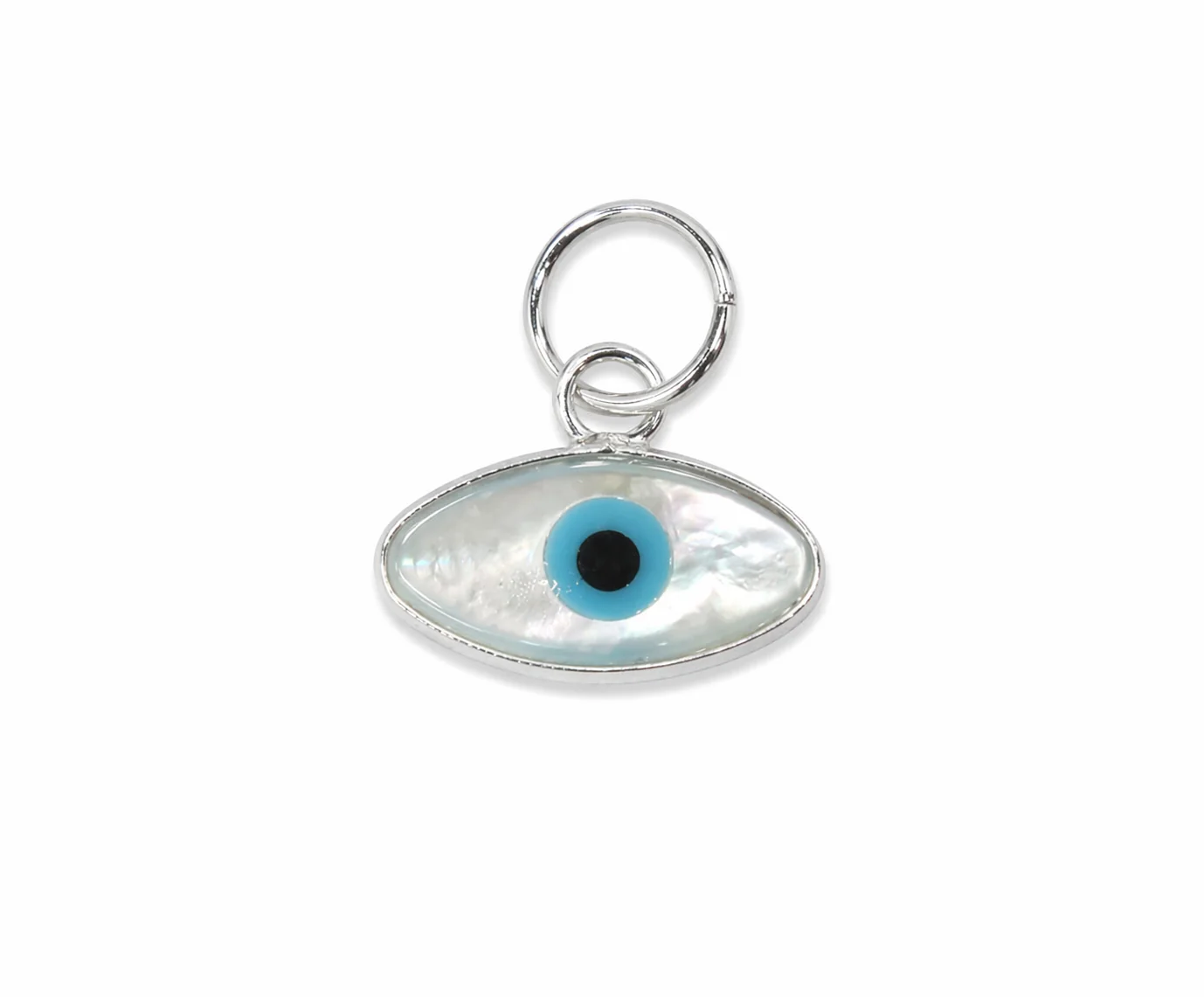 Sterling Silver Transparent Turquoise & Clam Shell Eye Pendant
